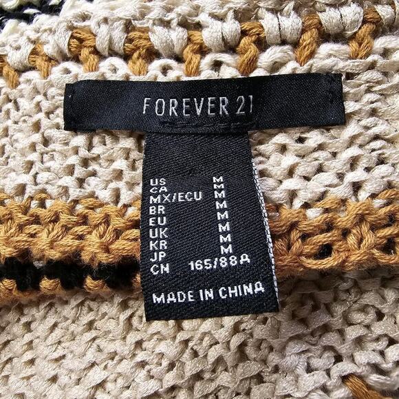 Forever21 Crochet Knit Sweater Crop Top Taupe Beige Cotton Blend New Size Medium - Picture 6 of 11